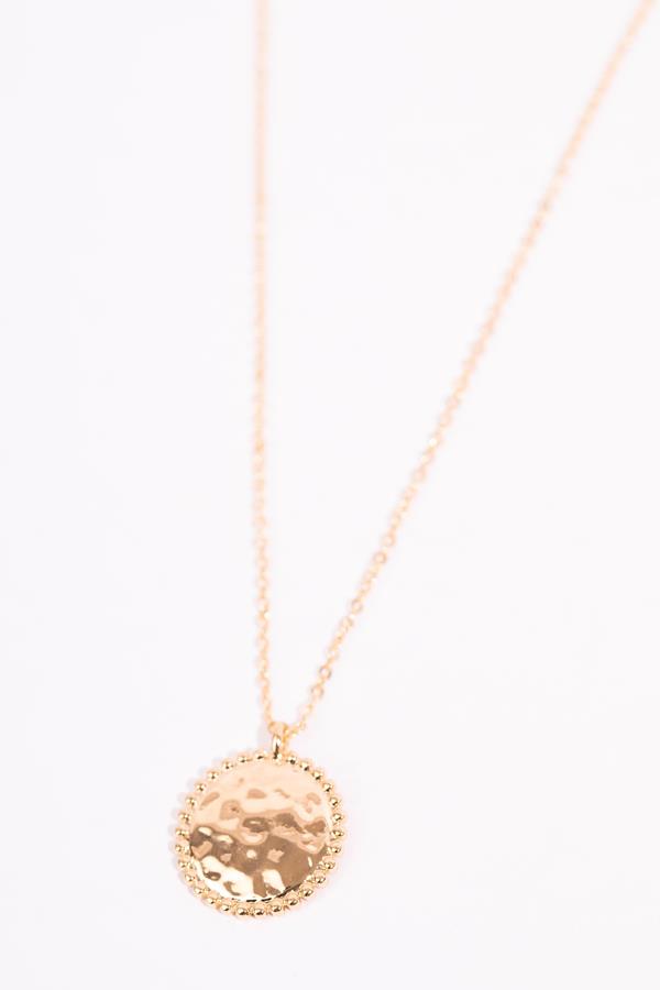 Gold Disk Pendant Necklace