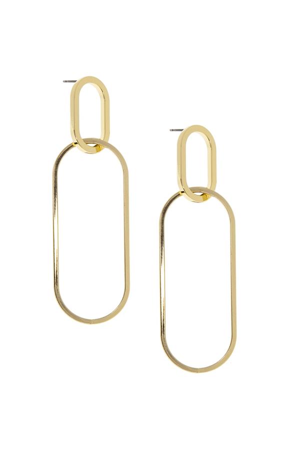 Large Link Post Drop Earring in Gold
