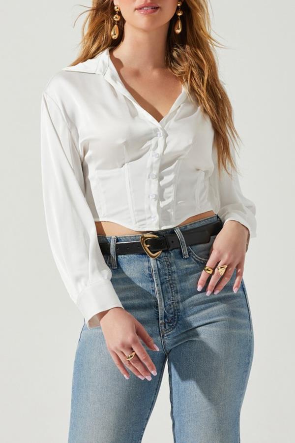 Millie Satin Button Up Corset Top