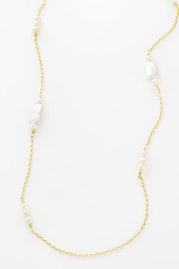 Long Gold And Pearl Necklace