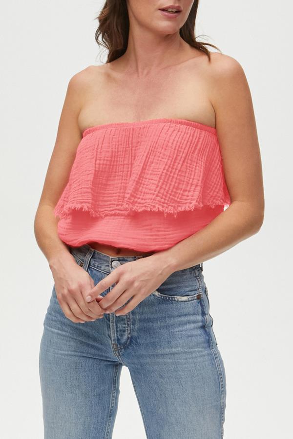 Fleur Gauze Strapless Top