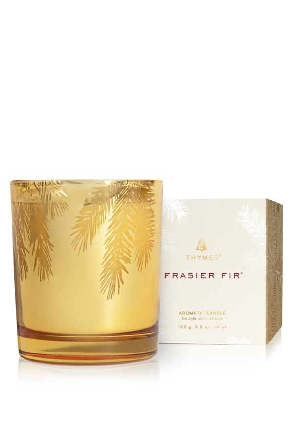6.5oz Gold Poured Candle, Pine Needle