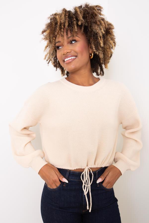 Long Sleeve Crew Neck Drawstring Pullover