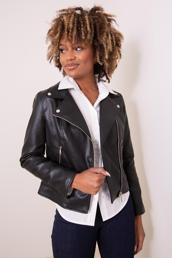 Haidee Leather Jacket with Hood