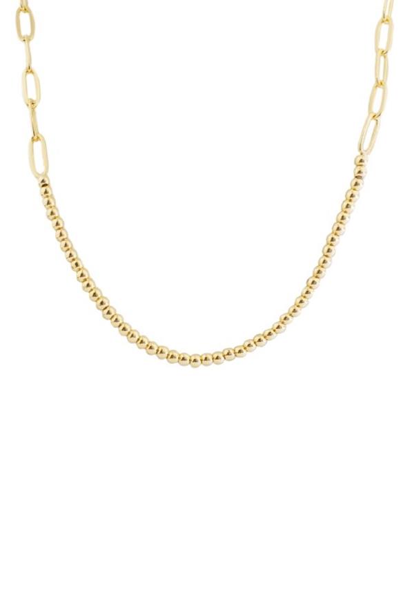 Gold Bead And Link Necklace