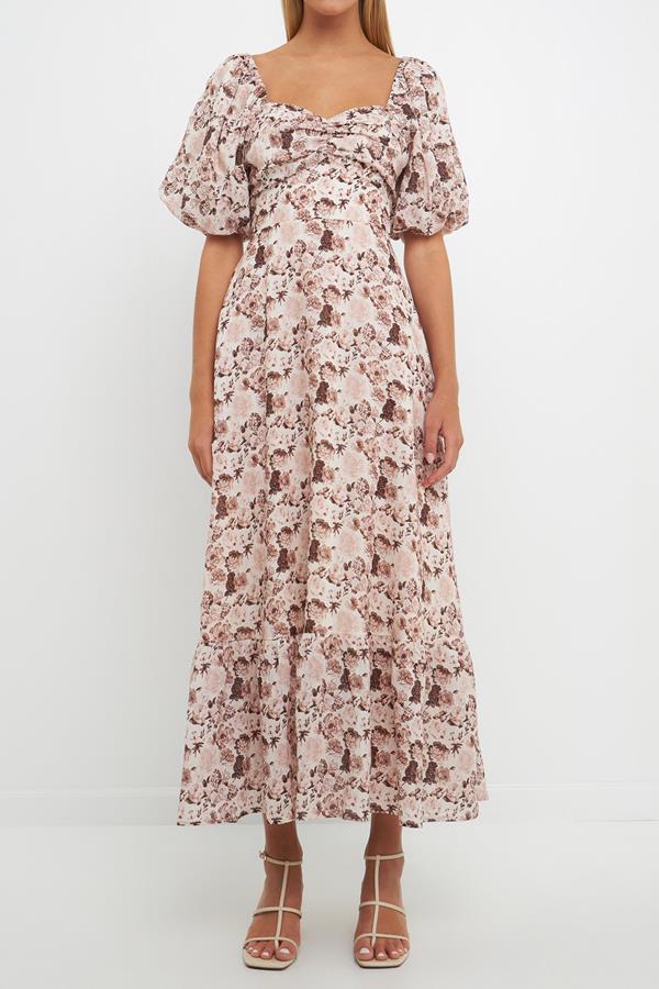 Linen Floral Maxi Dress