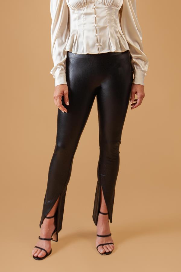 Leather Like Front Slit Legging