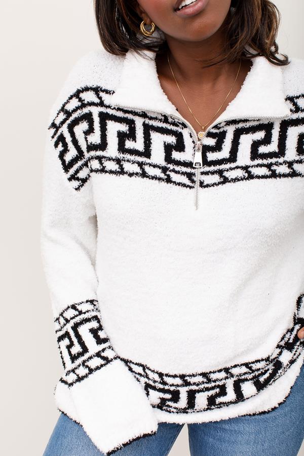 1/2 Zipper Pattern Pullover Sweater