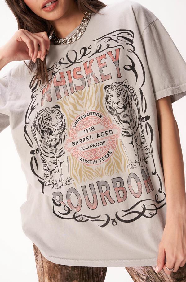 Whiskey Bourbon Distressed Relaxed Tee