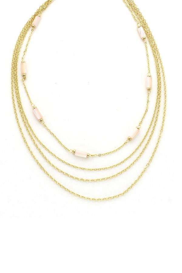 14 In 4 Layer Neck Gold Chain With Pk Cr