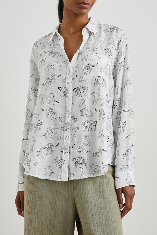 Charli Ivory Jungle Cats Button Down