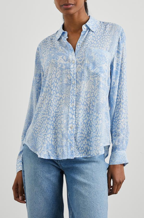 Josephine Button Down Aqua Mixed Animals