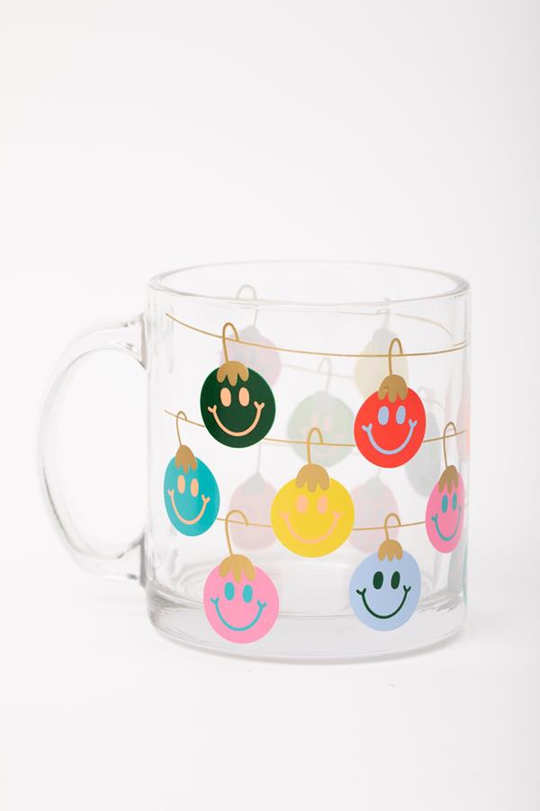 Smiley Ornaments Clear Glass Mug