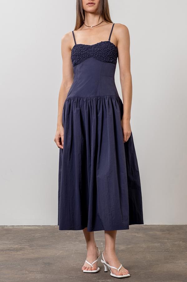 Ruched Drop Waist Midi