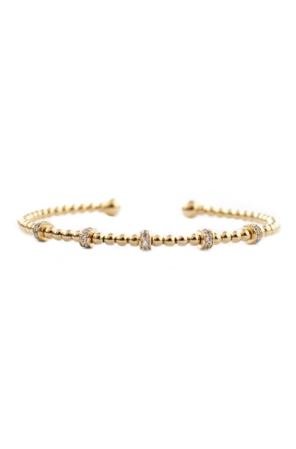 Beaded Cuff With Cz - Gold