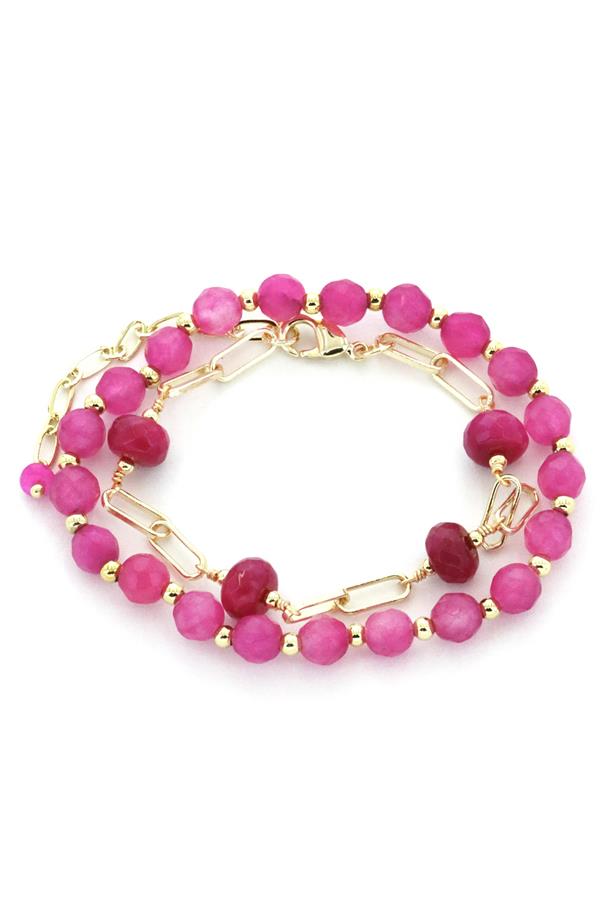 Set Of Pink Stretch Bracelet