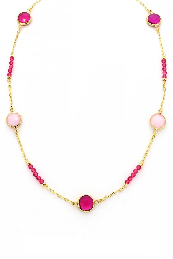Gold Chain With Circles Pink