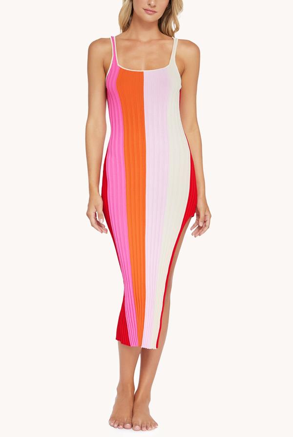 Piper Slit Multi Stripe Dress