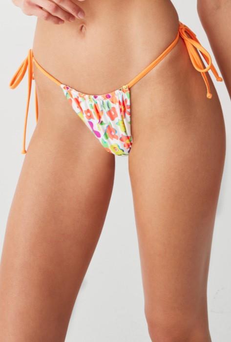 French Flower Coastal Satin Tia Tie-Side