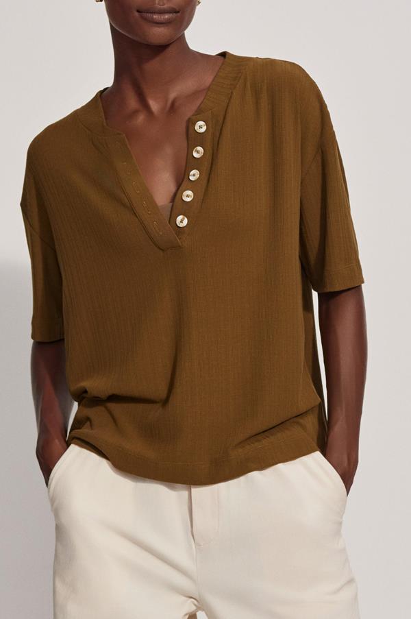 Kasey Mock Placket Rib Tee