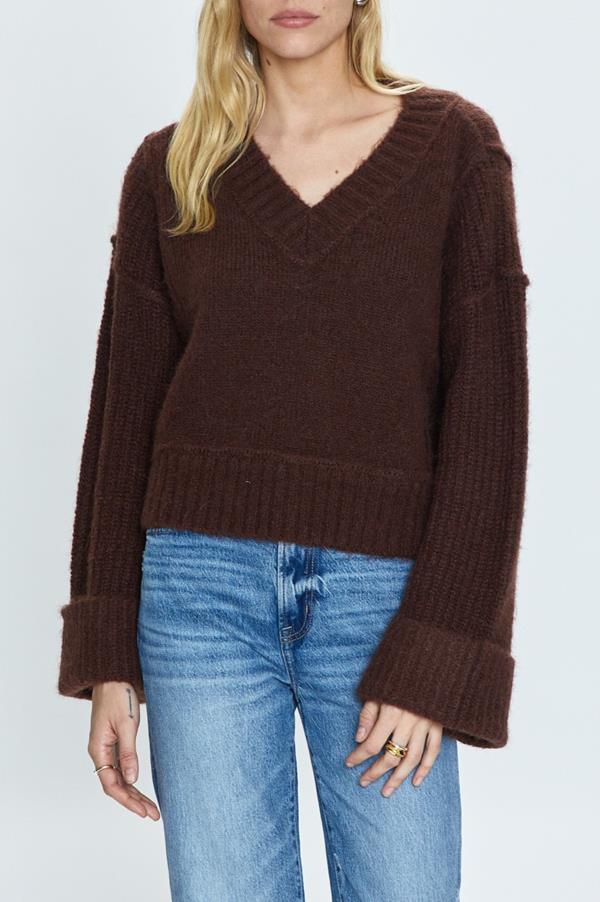 Joy Vneck Sweater With Cuffed Sleeves