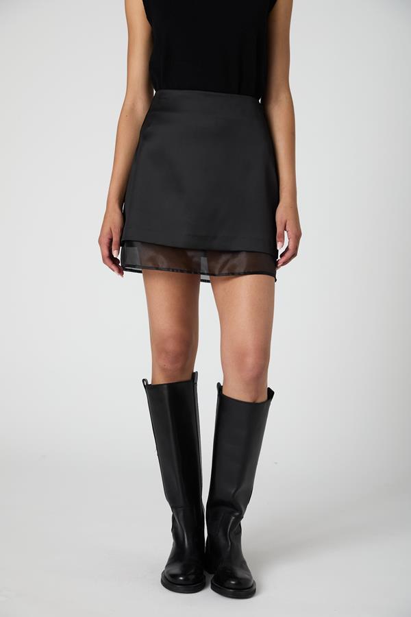 Structured Satin Mini Skirt