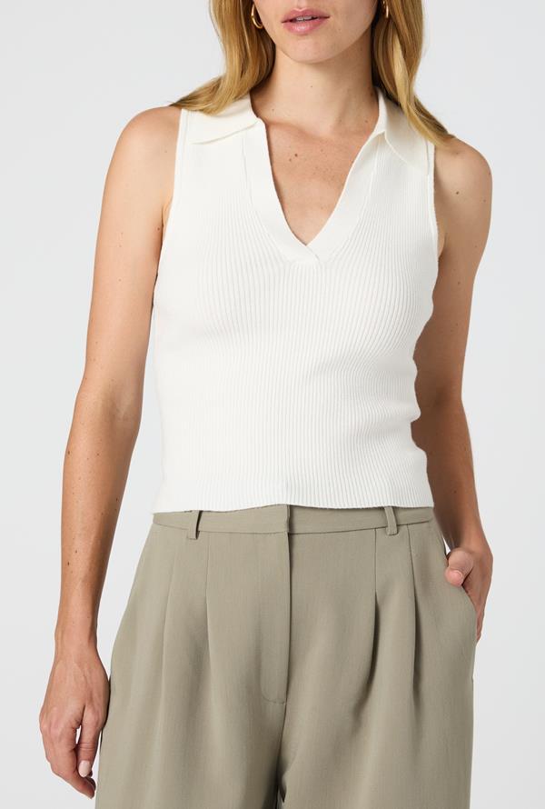 Sleeveless Ribbed Polo