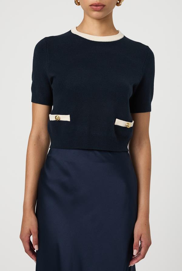 Short Sleeve Sweater With Contrast