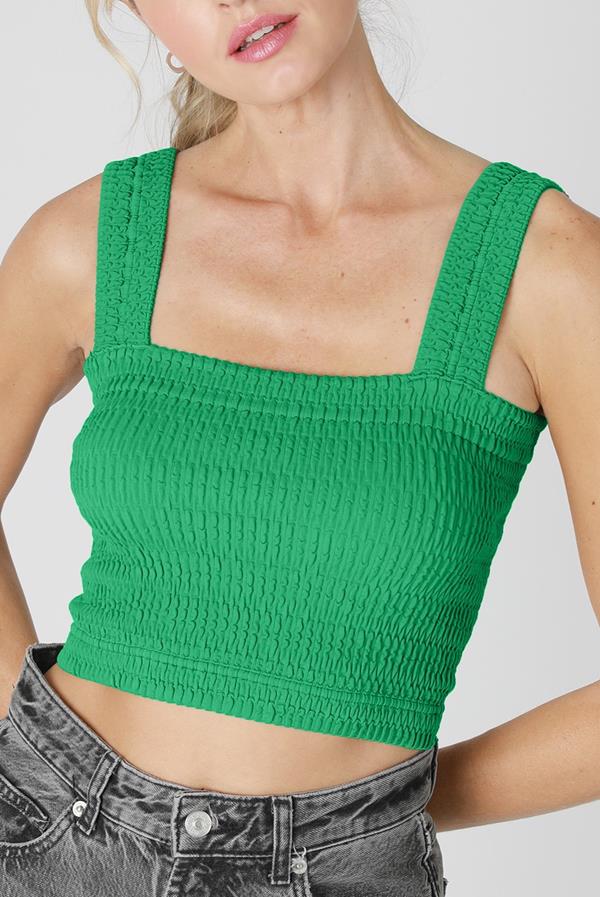 Shirred Square Neck Crop Top