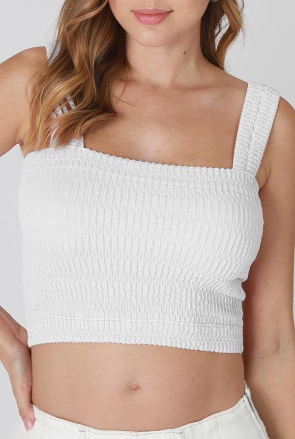 Shirred Square Neck Crop Top