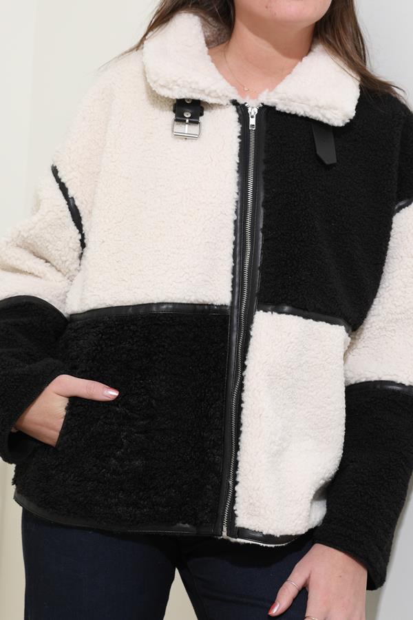 Colorblock Fuzzy Jacket