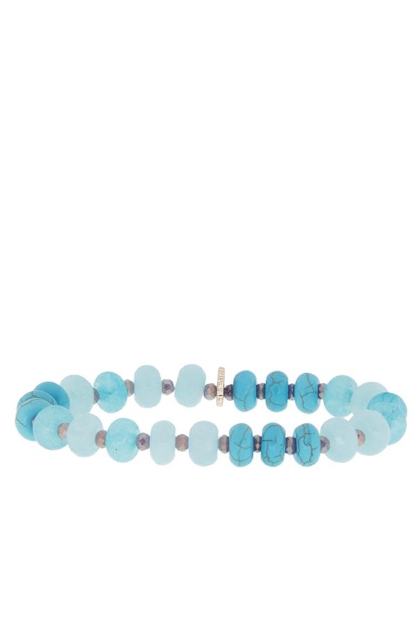 Turquoise-Colored Rondelle Beaded Stretch