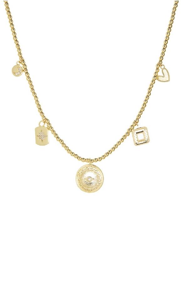Gold-Ball Chain Necklace with Starburst