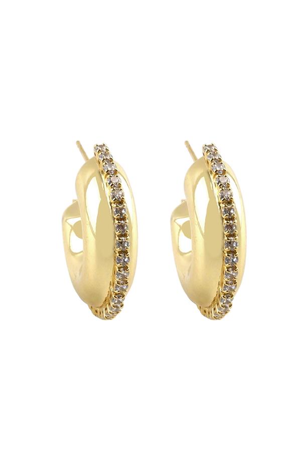 Chunky Cz Inset Hoop Earrings