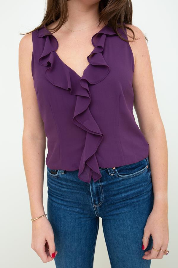 Sleeveless Ruffle Detail Blouse