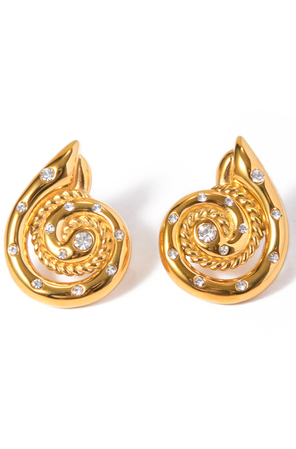 Spiral CZ Inset Earrings