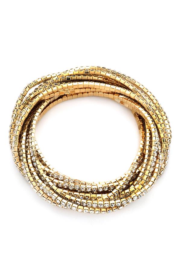 Set Of 11 Cz Stretch Bracelets