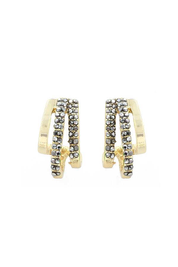 Hematite Gold Huggies Earrings