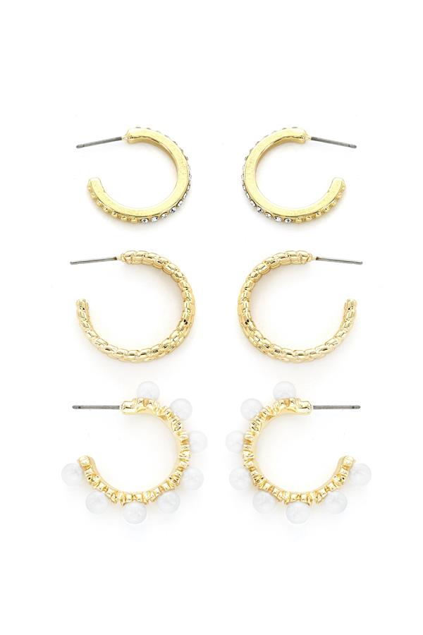 Set Of Three Hoop Earrings