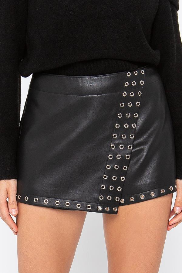 Grommet Detail Wrap Skirt