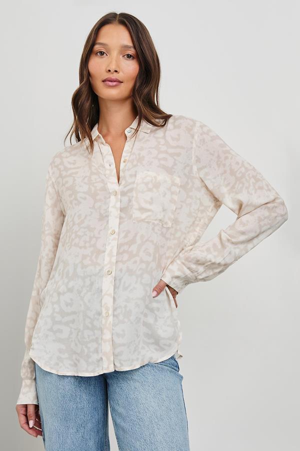 Josephine Button Down Sand Diffused Cheetah