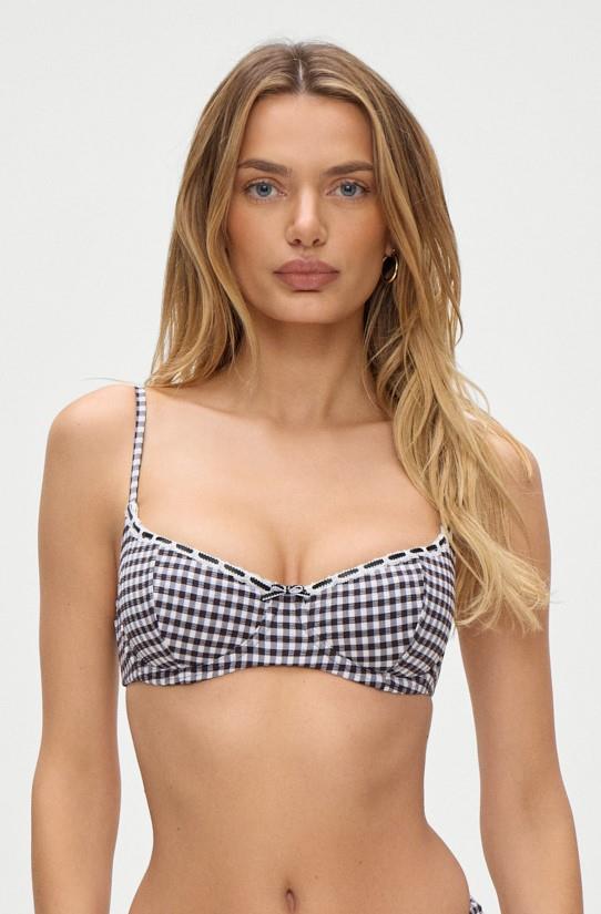 Blackberry Gingham Cola Seersucker Top