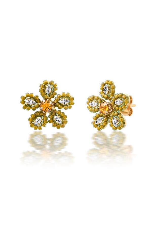 Bejeweled Flower Earrings