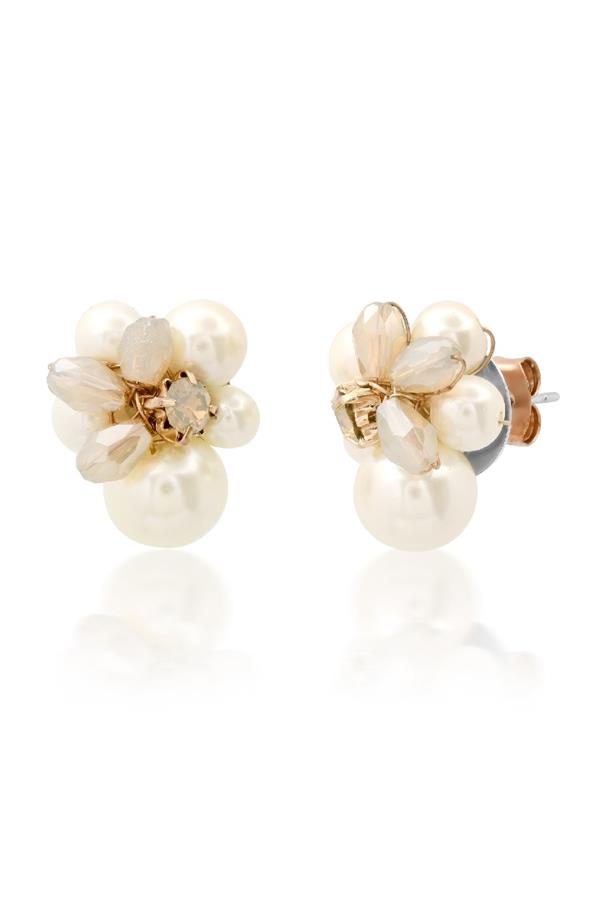 Pearl Beaded Cluster Stud Earrings