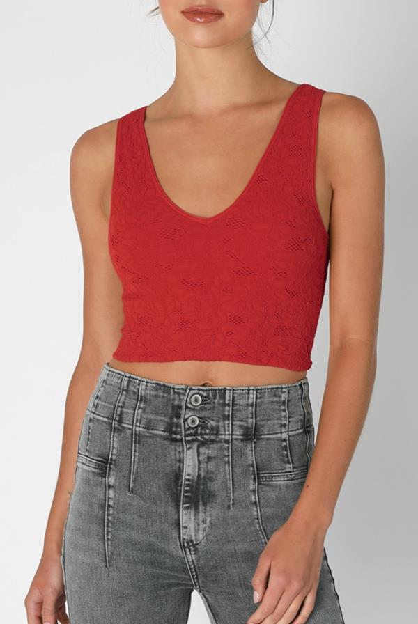 Lace V Neck Tank Top