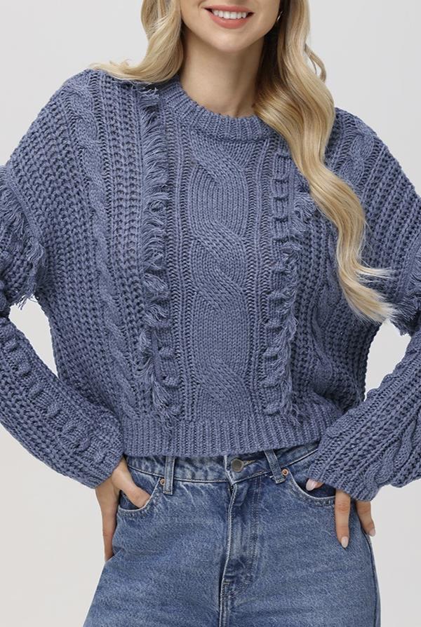 Delilah Fringe Cable Pullover