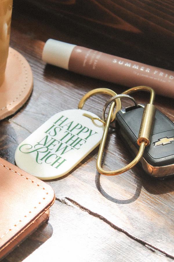 Happy Is The New Rich Keychain