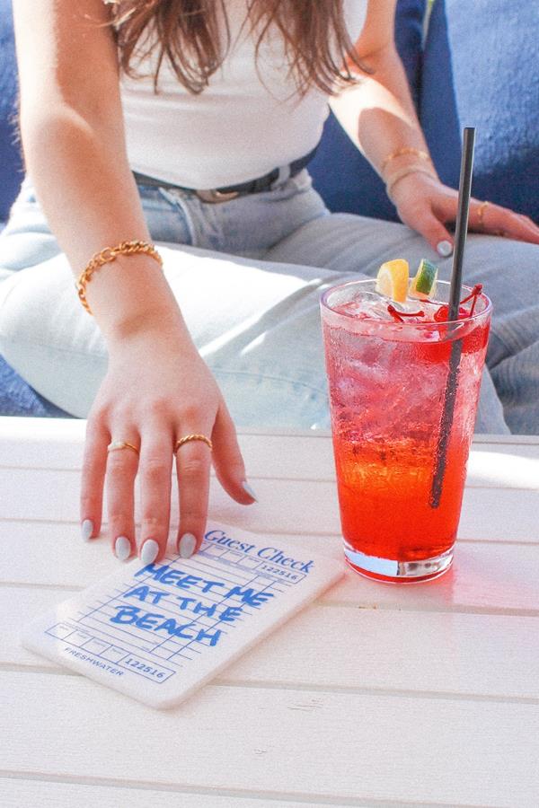 Meet Me At The Beach Guest Check XL Coaster