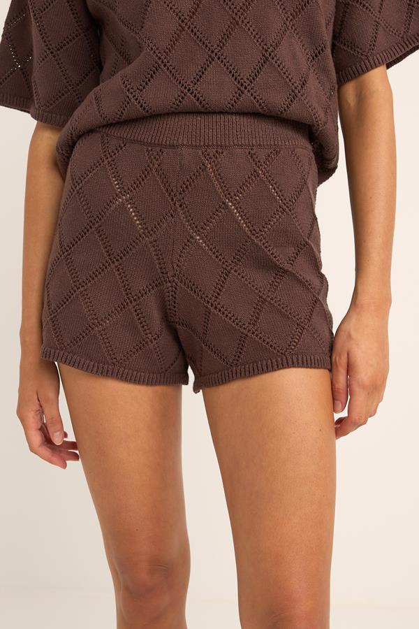 Chocolate Sunny Knit Beach Shorts