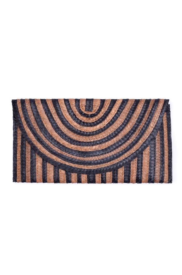 Brooke Striped Raffia Clutch